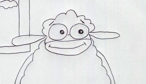 CU of sheep who cheers up.